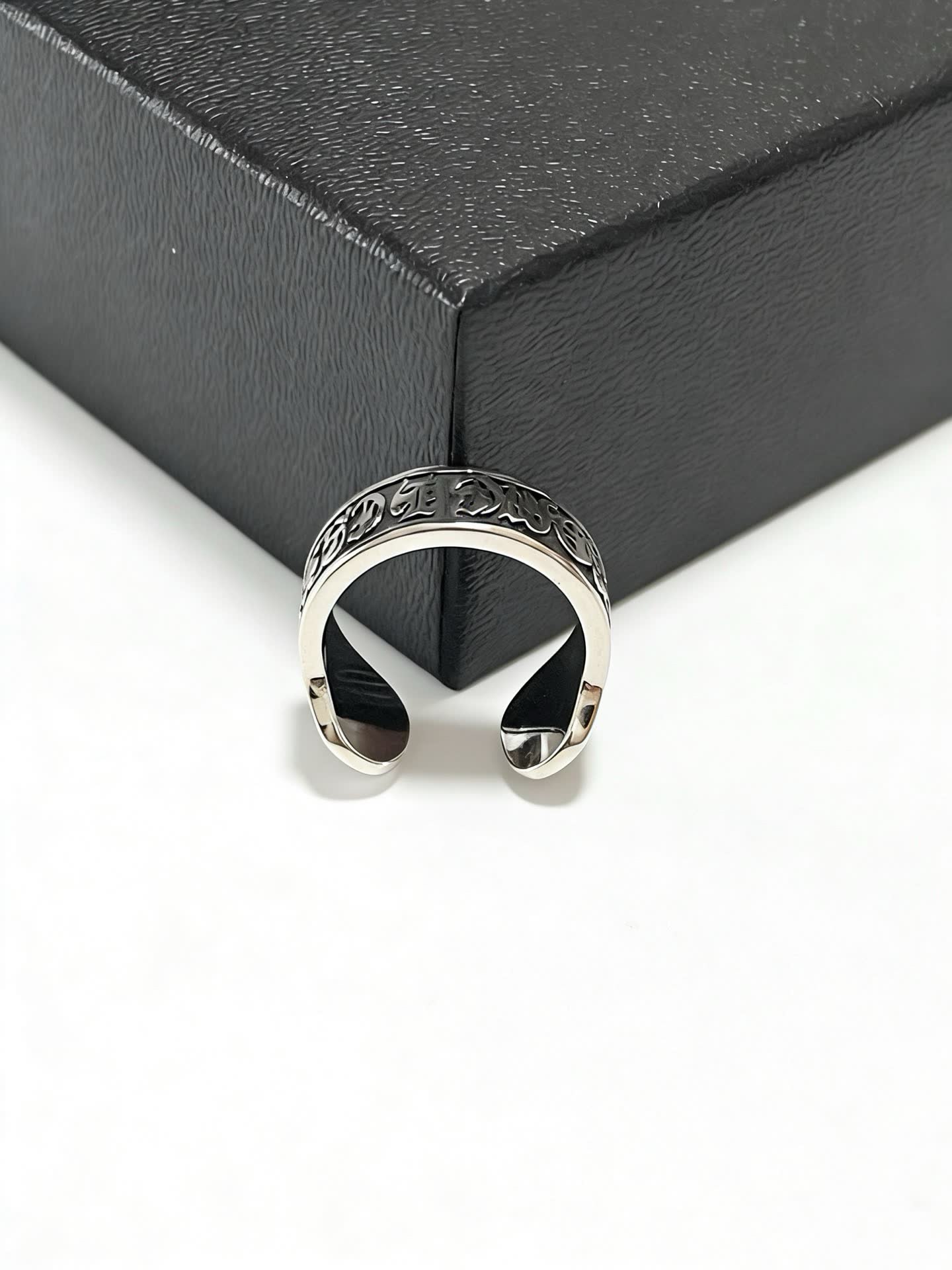 Chrome Hearts Silver Open Ring with 'DAMN THUGS' Engraving